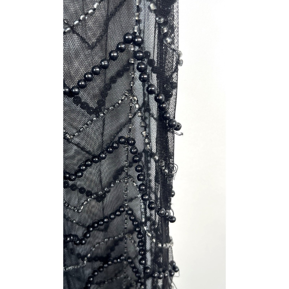 Womens Beaded Sheer Overlay Beaded Mini Dress Size XS Black Bohemian Festival - Picture 5 of 13